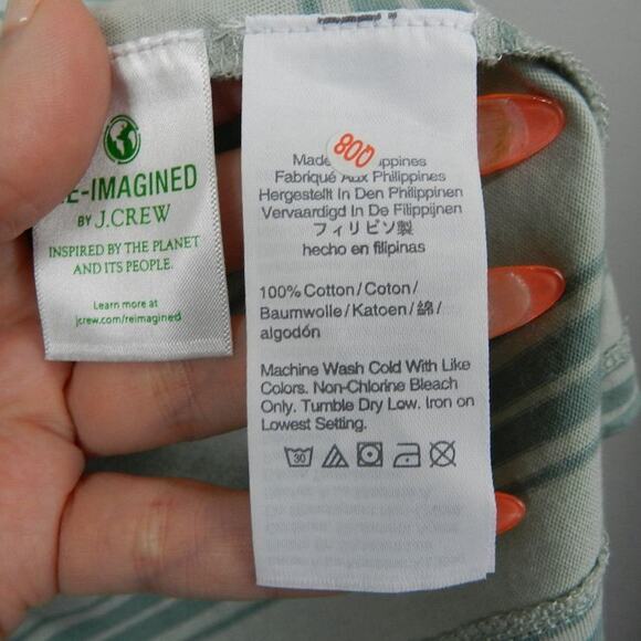 J.Crew Striped Long Sleeve Turtleneck Tee Size L‎ Light Mint Antique Mineral Top - Picture 7 of 10